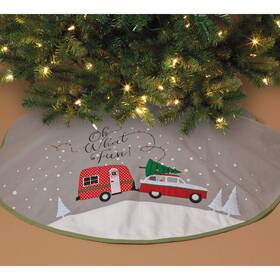 2664020 Gerson 48 Inch Polyester Oh What Fun Christmas Tree Skirt