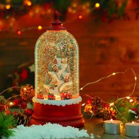 Gerson 687293526990 Lighted Christmas Water Swirling Glitter Snow Play