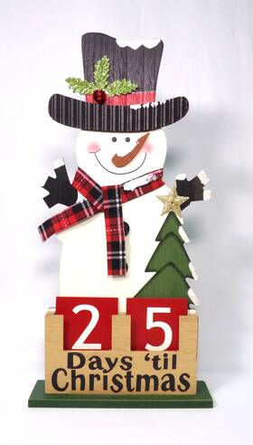 Gerson International 2429490 16 Inch Snowman Days Fttill Christmas Wood Advent Xmas Countdown Calendar