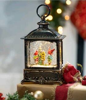 Gerson International 793611325081 New 10 Inch Lighted Water Lantern Cardinal Christmas Snow Globe