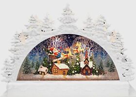 2589850 Gerson Lighted 12.75 Inch Christmas Santa Water Lantern Swirling Glitter