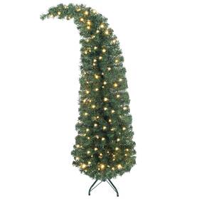 Gfyship 768604508680 5 Ft Bent Top Christmas Tree Slim Xmas With 300 Leds
