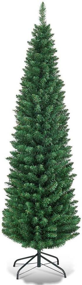 Giantex 659862698681 Green Artificial Pencil Christmas Premium Hinged Pine Tree With Solid