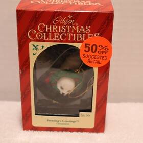 699r78968 Gibson Christmas Collectibles Ornament Freezings Greetings Seal 1994 Vintage