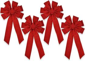 Gift Boutique 726084841697 Red Velvet Christmas Bows Large 23 Inch Long 10 Loop 4 Pack For Indoo