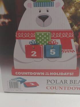 Gifts Plus 810709011197 Polar Bear Countdown To Christmas Calendar Wooden Desk Tabletop Holiday Decor