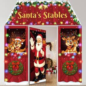 Ayo-gilprop-4002 Gilprop 4 Pcs Christmas Reindeer Door Decoration With Led Strings Santas S