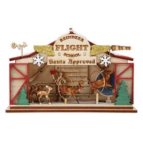 Ginger Cottages 729343800381 Reindeer Flight School Wooden 2020 Unique Christmas Ornament For Tree