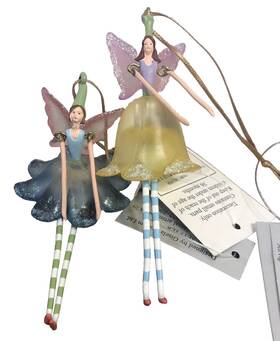 16219 Gisela Graham Ballerina Fairy Christmas Tree Decorations Blue Yellow Lot/2 Read