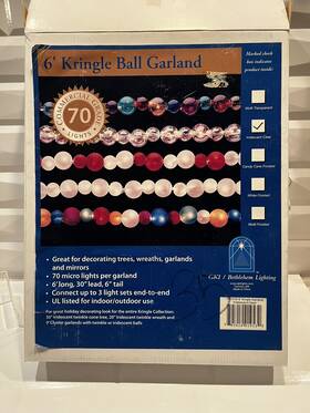 Gki / Bethlehem Lighting 795919019464 Christmas 6ft Kringle Ball Garland Iridescent Clear