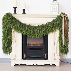 110-xpl-xs-ct-9-2 Glidlion 9ft Real Touch Christmas Cedar Garland - 2pcs Artificial Pine Green