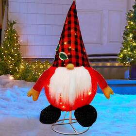 Glintoper 745860317393 Lighted Christmas Decorations Pre-lit Pop Up Plush Xmas Gnome With Built-in