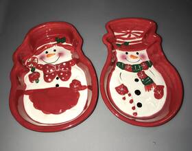 Glittering Goodies 893948901326 Christmas 2 Pk Snowman Ceramic Ramekins - Serving Dishes