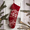 Glitzhome 24inch Knitted Christmas Stocking Snowflakes Hanging Home Decor Gift Bag
