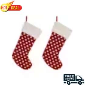 Glitzhome 726084566569 2-pack 21 Inch H Fabric Christmas Stocking - Pompom Free Shipping