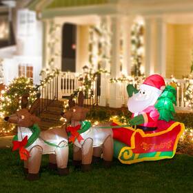 Glitzhome 926783201271 7ft Christmas Inflatables Decorations Xmas Santa Sleigh Blow Up Yard Decorati