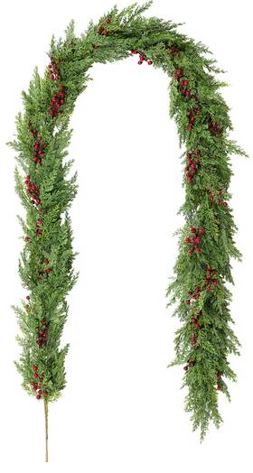 Glitzhome 926783221583 9ft Christmas Dripping Cedar Berry Garland Fireplace Mantel Home Decor