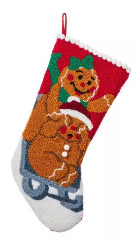 Glitzhome 926783222399 21in Hooked Gingerbread Christmas Stocking Fireplace Mantel Decor Xmas