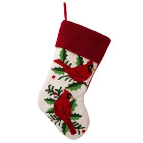 Glitzhome 941327117504 Hooked Christmas Stocking 21.00 Inch L Cardinal