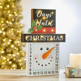 Glitzhome 941327145095 Snowman Countdown To Christmas Wooden Led Lighted Advent Calendar