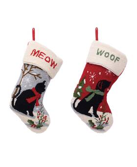 Glitzhome 941327160685 2 Pack Hooked Christmas Stockings Cat And Dog