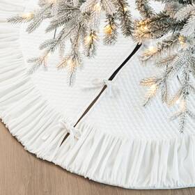 Glitzhome 941327190132 48 Inch Deluxe Velvet Ruffled Christmas Tree Skirt Large Xmas Ornament Mat For W