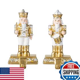 B08x2lhyyl Glitzhome Nutcracker Christmas Stocking Holders Set Of 2 Gold And White Polyres