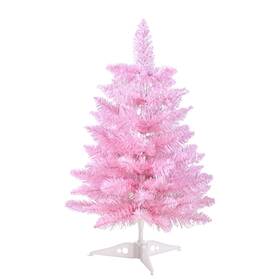 Tree04 Gloreyan 2ft Artificial Christmas Tree Pink Tabletop With Plastic Stand
