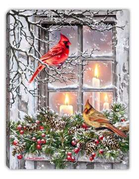248677 Glow Decor Mini Canvas-together For Christmas-led Tabletop With Timer 8 Inch X 6