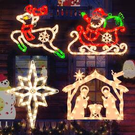 Glownova 975142157636 200l19ftft 4 Pack Christmas Window Silhouette Lights Decorations Lighte
