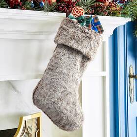 Gmoegeft 732140843154 Christmas Stocking 20 Inches Brown Plush Faux Fur Xmas Tree Holiday Decorations