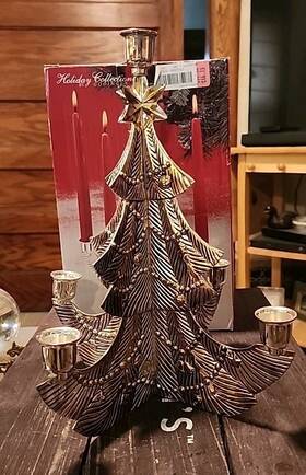 Godinger 028199070918 Vtg Holiday Collection Silver Plated Christmas Tree 5 Candle Holder
