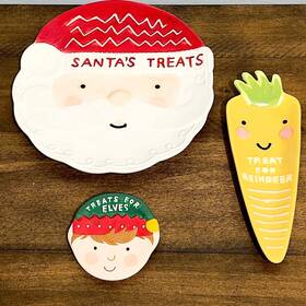 Godinger 028199136683 Nwt - Set Of 3 Ceramic Christmas Eve Trays For Santas Treats
