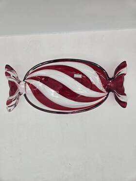 Godinger 028199287125 Gatherings Glass Peppermint Tray Candy Christmas Holiday 13 Inch