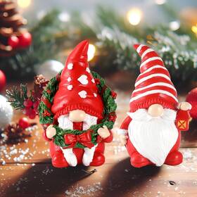 Gognome 744759534156 Set Of 2 Resin Gnome Christmas Decorations - Table Decor 4.3ftft Christm