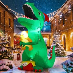 27119 Goosh 6.5 Ft Christmas Inflatables Dinosaur Outdoor Decorations Blow Up Green