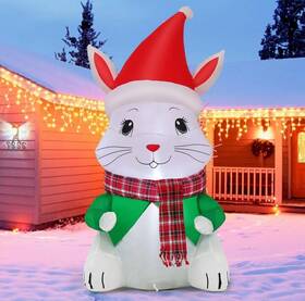 27464 Goosh 4.5 Ft Christmas Inflatable Outdoor Decoration Blow Up Bunny Christma