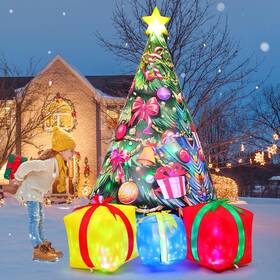 27545 Goosh Christmas Inflatables Tree Outdoor Up Gift Box Pink 7.8 Ft