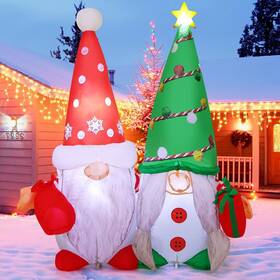 27687 Goosh 4.2 Ft Christmas Inflatables Gnomes Wears Tree Hat Outdoor Decor