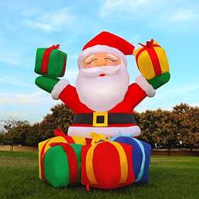 Goosh 810054962311 6.1 Ft Height Christmas Inflatables Outdoor Smiling Santa Claus Present