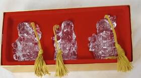 Gorham 070357442112 Christmas Ornaments Set Of 3 Santa Claus Full Lead Crystal Tassel Hangers