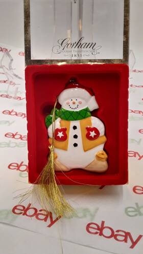 Gorham 070357465234 Holiday Snowman Porcelain Christmas Ornament Collectible Jingle Bells