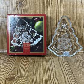 6187454 Gorham Santa Tree Treat Christmas Candy Crystal Dish Holiday Traditions 8.5 Inch