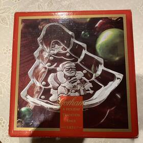 7035746928 Gorham Austria Crystal North Pole Express Christmas Tree Treat Dish 8.5 Inch