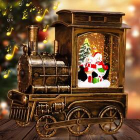 San-169g-gd-1 Grandeal Christmas Snow Globes Train Musical Lighted And Timer 8 Songs 2 Snowman Sledd Inch