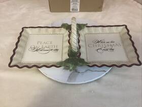 Grasdlands Road 048419745730 Grasslands Boughs Of Holly Christmas Sectional Server 13.5 Inch X 6.5 Box