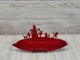 Grasslands Road 048419559412 Glass Platter Serving Plate Christmas Winter Snowman Children