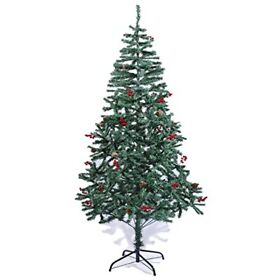 Green 7ft Artificial Christmas Tree With Pine Cones Holiday Party Decoration