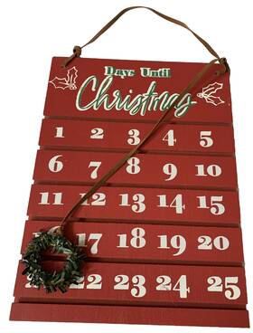 Greenbriar International 195464219027 Int. Countdown To Xmas Advent Calendar Holiday Home Decor Wreath Wood