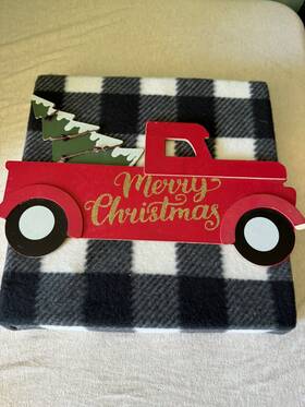 Greenbrier International 639277123374 Red Pickup Truck Tree Inch Merry Christmas 12.5 Wall Hanging Door Sign Decor